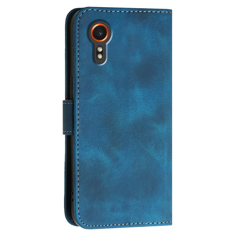 For Samsung Galaxy XCover 7 YX0080 Grid Butterfly Embossed Pattern Flip Leather Phone Case with Lanyard