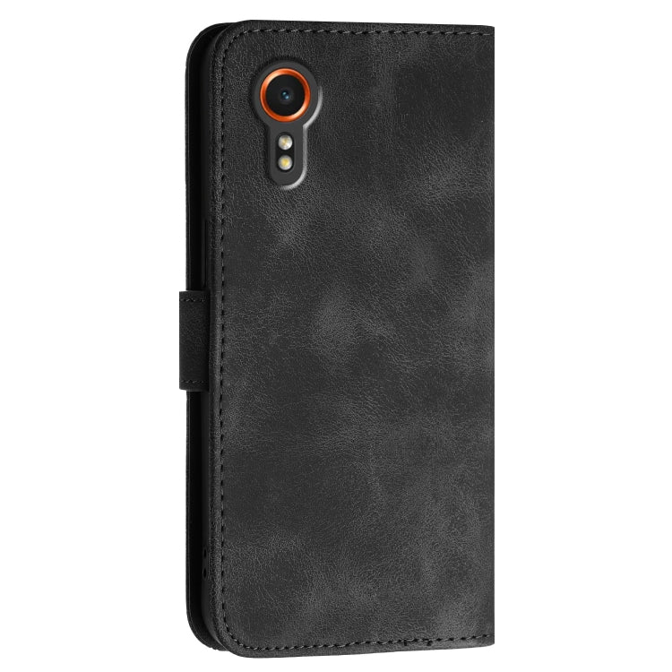 For Samsung Galaxy XCover 7 YX0080 Grid Butterfly Embossed Pattern Flip Leather Phone Case with Lanyard
