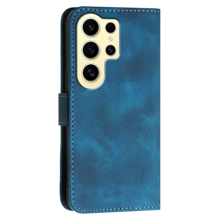 For Samsung Galaxy S24 Ultra 5G YX0080 Grid Butterfly Embossed Pattern Flip Leather Phone Case with Lanyard