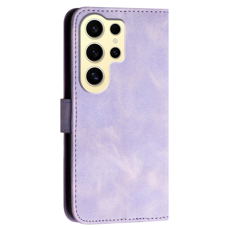 For Samsung Galaxy S24 Ultra 5G YX0080 Grid Butterfly Embossed Pattern Flip Leather Phone Case with Lanyard