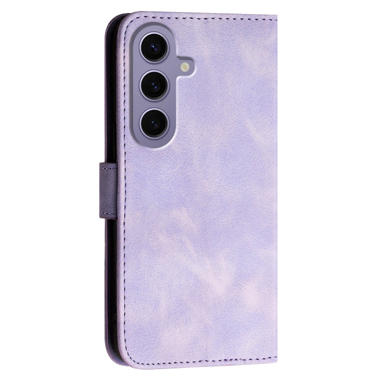 For Samsung Galaxy S24 5G YX0080 Grid Butterfly Embossed Pattern Flip Leather Phone Case with Lanyard
