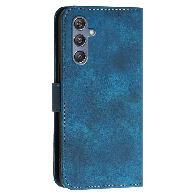 For Samsung Galaxy M34 YX0080 Grid Butterfly Embossed Pattern Flip Leather Phone Case with Lanyard