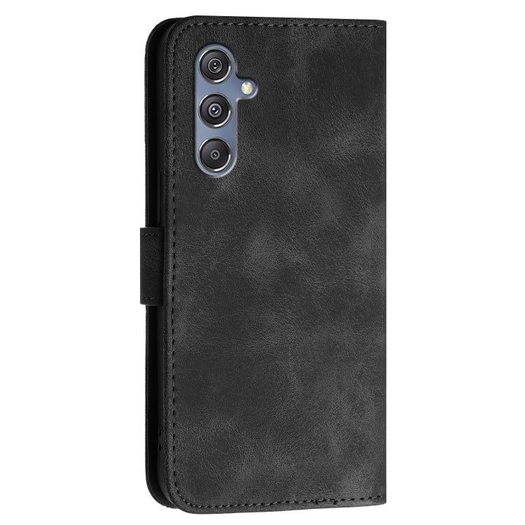 For Samsung Galaxy M34 YX0080 Grid Butterfly Embossed Pattern Flip Leather Phone Case with Lanyard