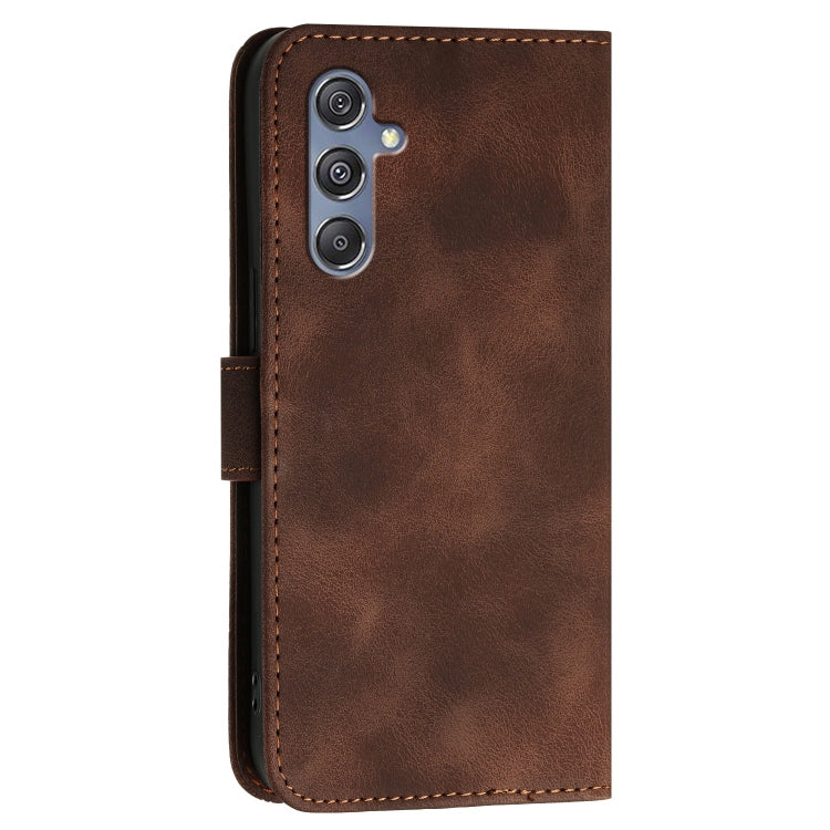 For Samsung Galaxy M34 YX0080 Grid Butterfly Embossed Pattern Flip Leather Phone Case with Lanyard