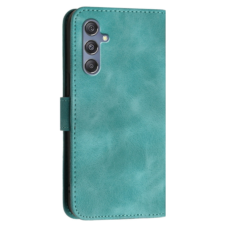 For Samsung Galaxy M34 YX0080 Grid Butterfly Embossed Pattern Flip Leather Phone Case with Lanyard