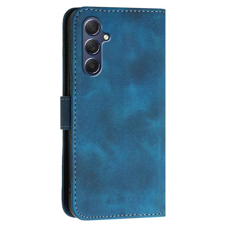 For Samsung Galaxy M54 YX0080 Grid Butterfly Embossed Pattern Flip Leather Phone Case with Lanyard