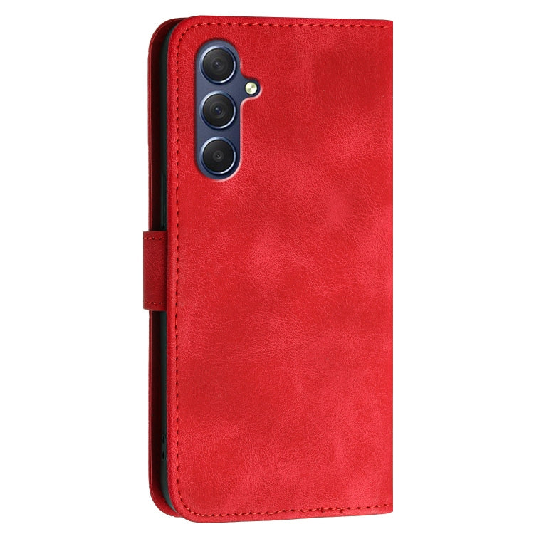 For Samsung Galaxy M54 YX0080 Grid Butterfly Embossed Pattern Flip Leather Phone Case with Lanyard