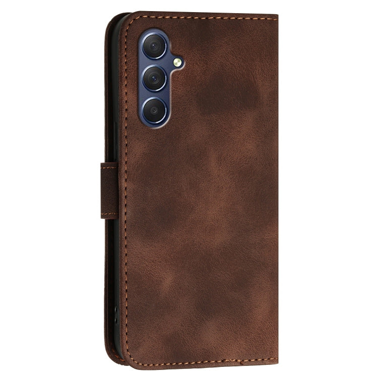 For Samsung Galaxy M54 YX0080 Grid Butterfly Embossed Pattern Flip Leather Phone Case with Lanyard