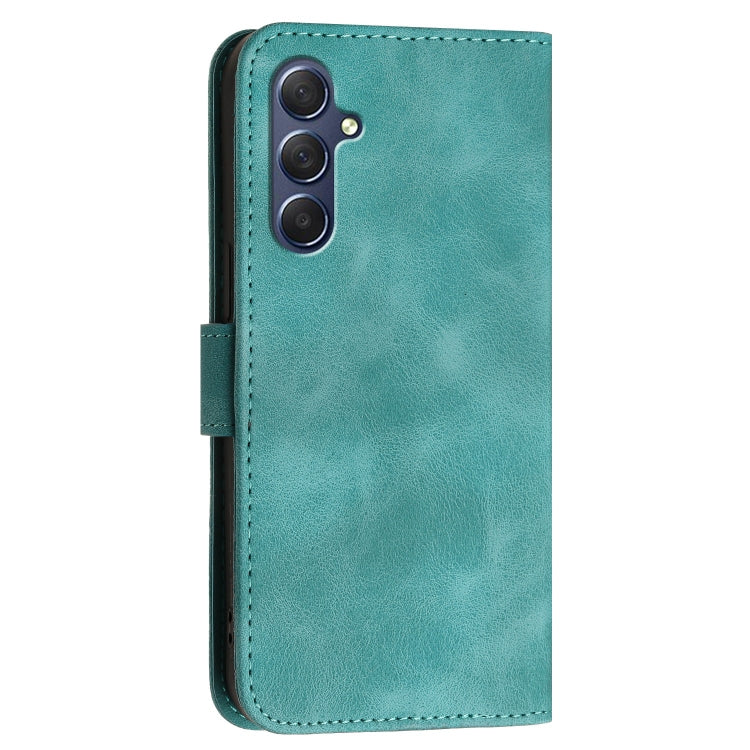 For Samsung Galaxy M54 YX0080 Grid Butterfly Embossed Pattern Flip Leather Phone Case with Lanyard