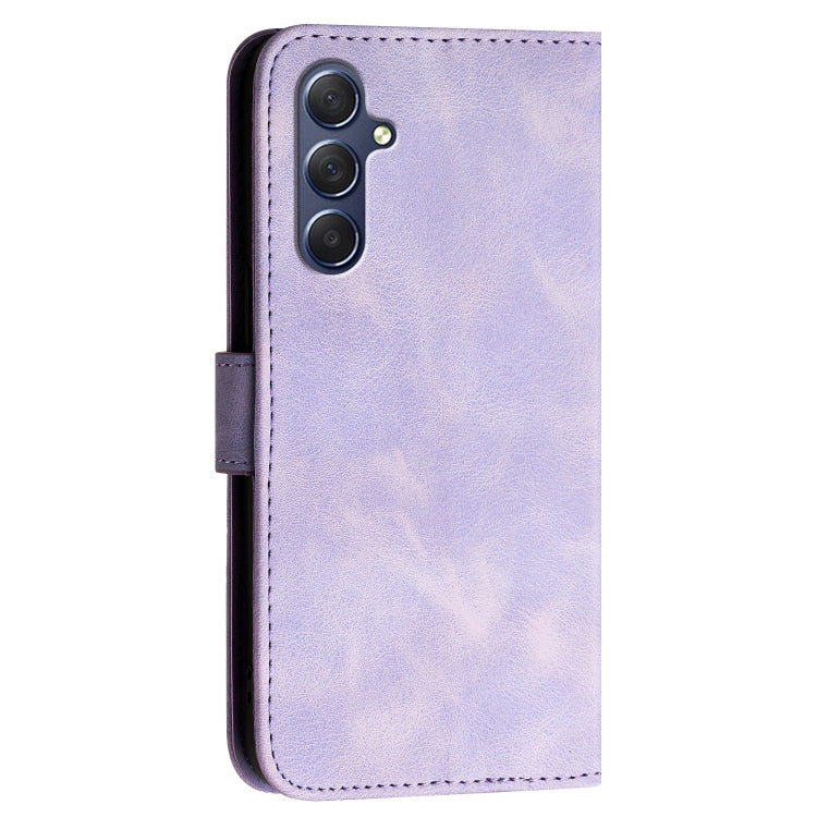 For Samsung Galaxy M54 YX0080 Grid Butterfly Embossed Pattern Flip Leather Phone Case with Lanyard