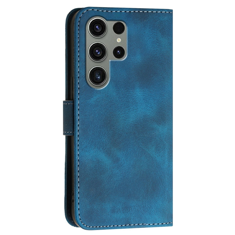 For Samsung Galaxy S23 Ultra 5G YX0080 Grid Butterfly Embossed Pattern Flip Leather Phone Case with Lanyard