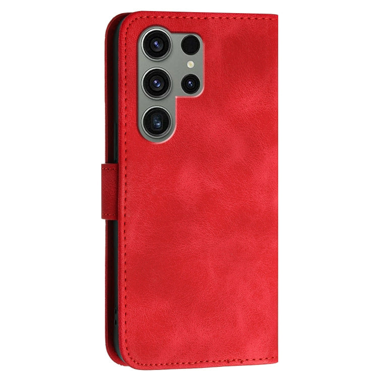 For Samsung Galaxy S23 Ultra 5G YX0080 Grid Butterfly Embossed Pattern Flip Leather Phone Case with Lanyard