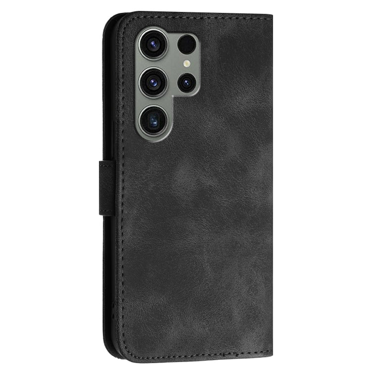For Samsung Galaxy S23 Ultra 5G YX0080 Grid Butterfly Embossed Pattern Flip Leather Phone Case with Lanyard