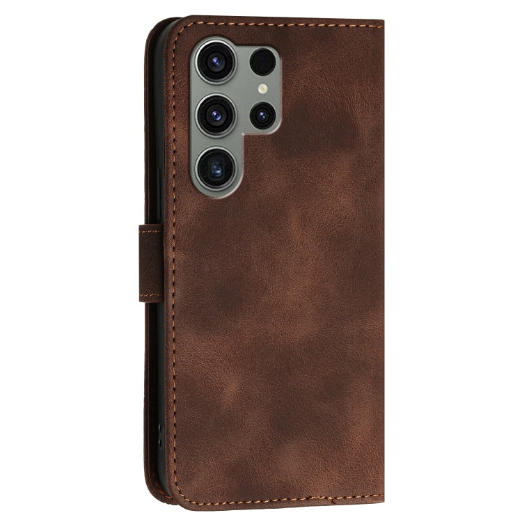 For Samsung Galaxy S23 Ultra 5G YX0080 Grid Butterfly Embossed Pattern Flip Leather Phone Case with Lanyard