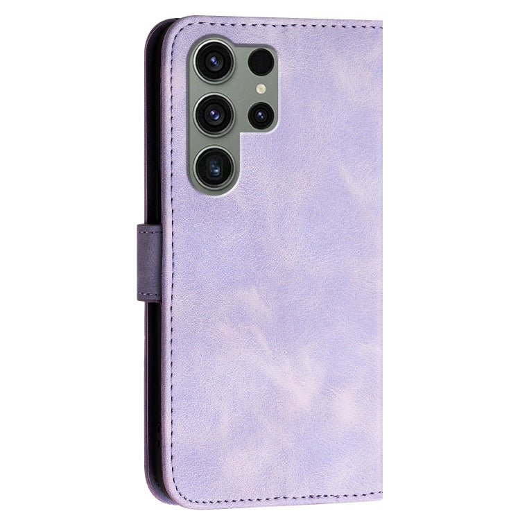 For Samsung Galaxy S23 Ultra 5G YX0080 Grid Butterfly Embossed Pattern Flip Leather Phone Case with Lanyard