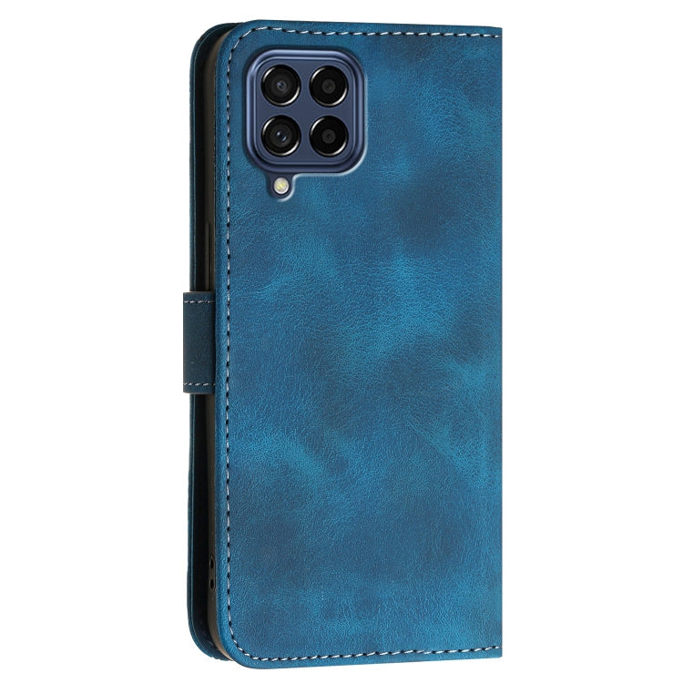For Samsung Galaxy M53 5G YX0080 Grid Butterfly Embossed Pattern Flip Leather Phone Case with Lanyard