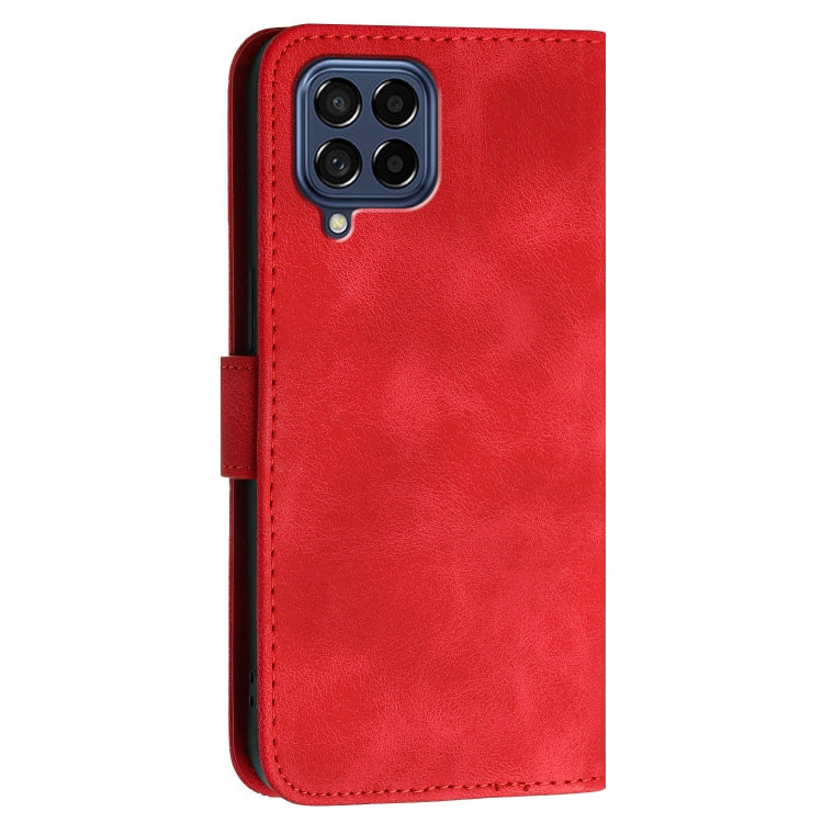 For Samsung Galaxy M53 5G YX0080 Grid Butterfly Embossed Pattern Flip Leather Phone Case with Lanyard