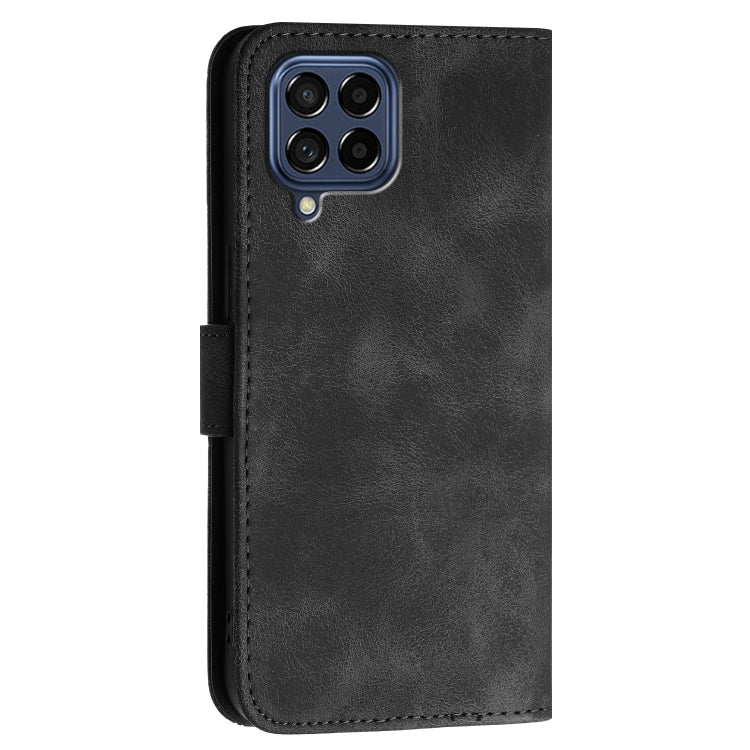 For Samsung Galaxy M53 5G YX0080 Grid Butterfly Embossed Pattern Flip Leather Phone Case with Lanyard