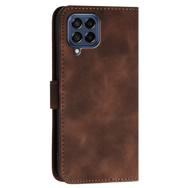 For Samsung Galaxy M53 5G YX0080 Grid Butterfly Embossed Pattern Flip Leather Phone Case with Lanyard