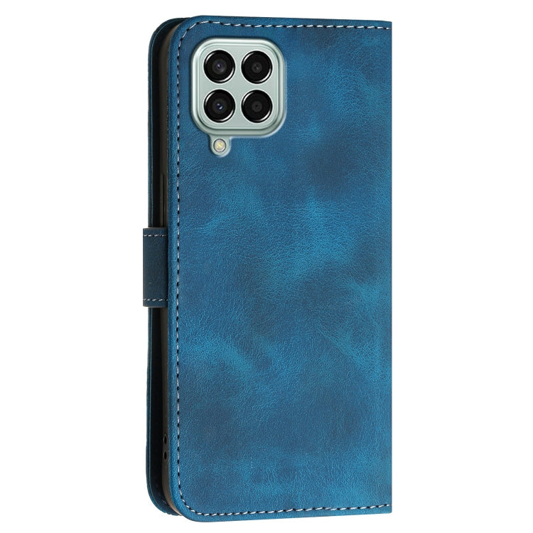 For Samsung Galaxy M33 5G Global YX0080 Grid Butterfly Embossed Pattern Flip Leather Phone Case with Lanyard
