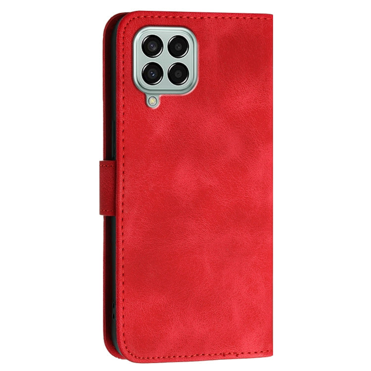 For Samsung Galaxy M33 5G Global YX0080 Grid Butterfly Embossed Pattern Flip Leather Phone Case with Lanyard