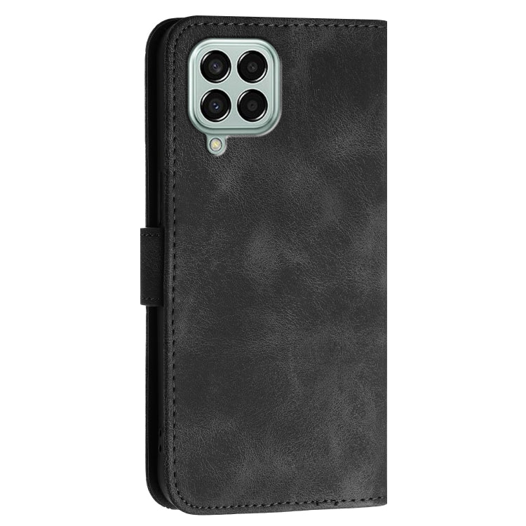 For Samsung Galaxy M33 5G Global YX0080 Grid Butterfly Embossed Pattern Flip Leather Phone Case with Lanyard