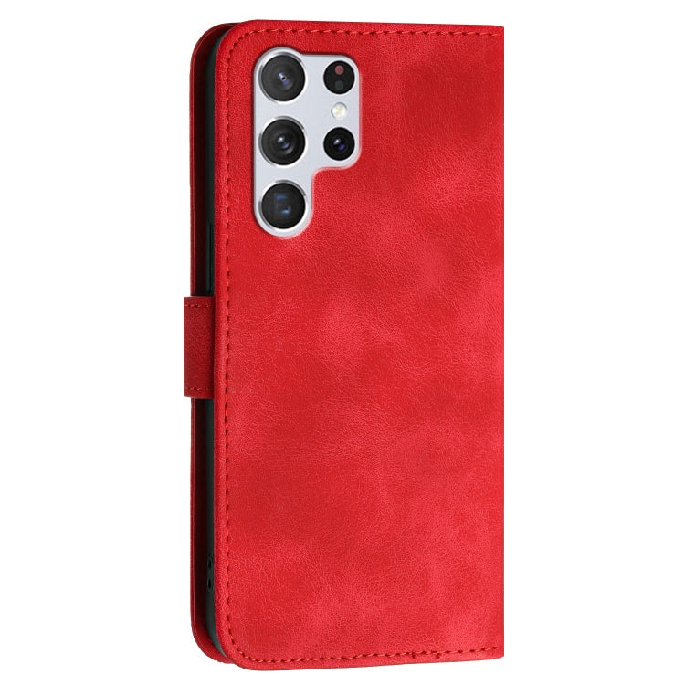 For Samsung Galaxy S22 Ultra 5G YX0080 Grid Butterfly Embossed Pattern Flip Leather Phone Case with Lanyard