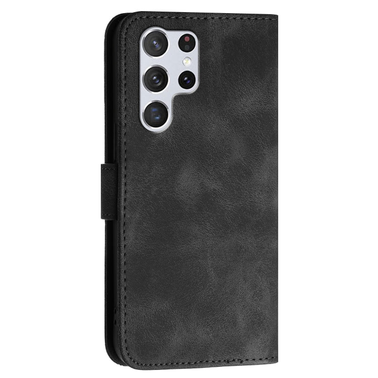 For Samsung Galaxy S22 Ultra 5G YX0080 Grid Butterfly Embossed Pattern Flip Leather Phone Case with Lanyard