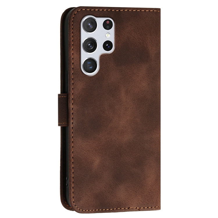 For Samsung Galaxy S22 Ultra 5G YX0080 Grid Butterfly Embossed Pattern Flip Leather Phone Case with Lanyard