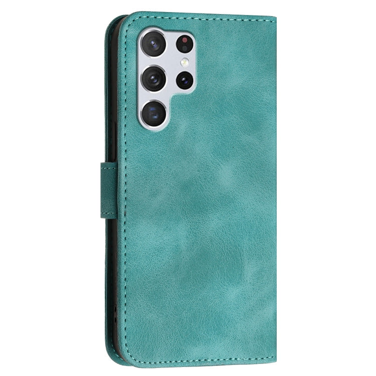 For Samsung Galaxy S22 Ultra 5G YX0080 Grid Butterfly Embossed Pattern Flip Leather Phone Case with Lanyard
