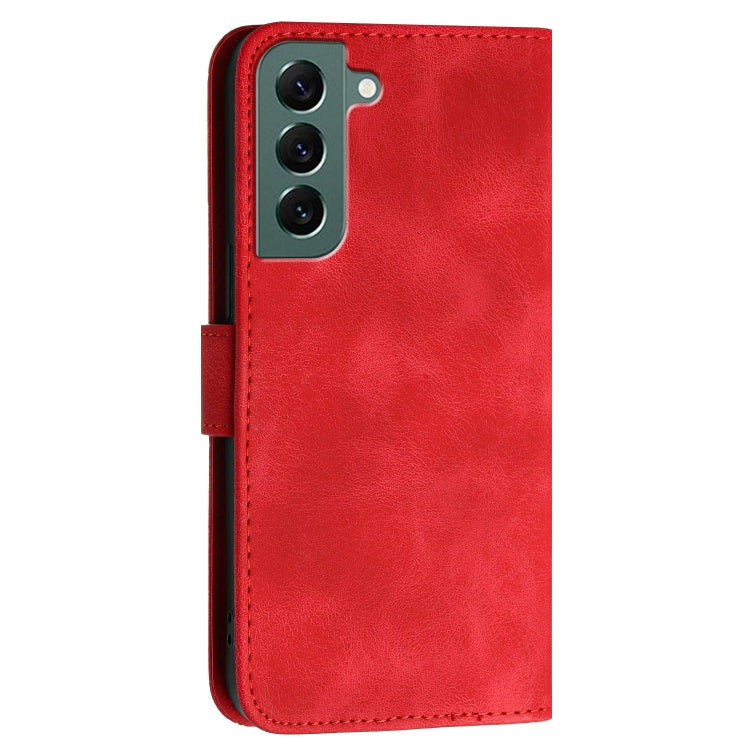For Samsung Galaxy S22+ 5G YX0080 Grid Butterfly Embossed Pattern Flip Leather Phone Case with Lanyard