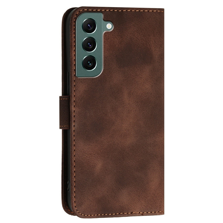 For Samsung Galaxy S22+ 5G YX0080 Grid Butterfly Embossed Pattern Flip Leather Phone Case with Lanyard