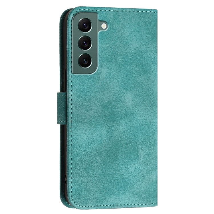 For Samsung Galaxy S22+ 5G YX0080 Grid Butterfly Embossed Pattern Flip Leather Phone Case with Lanyard