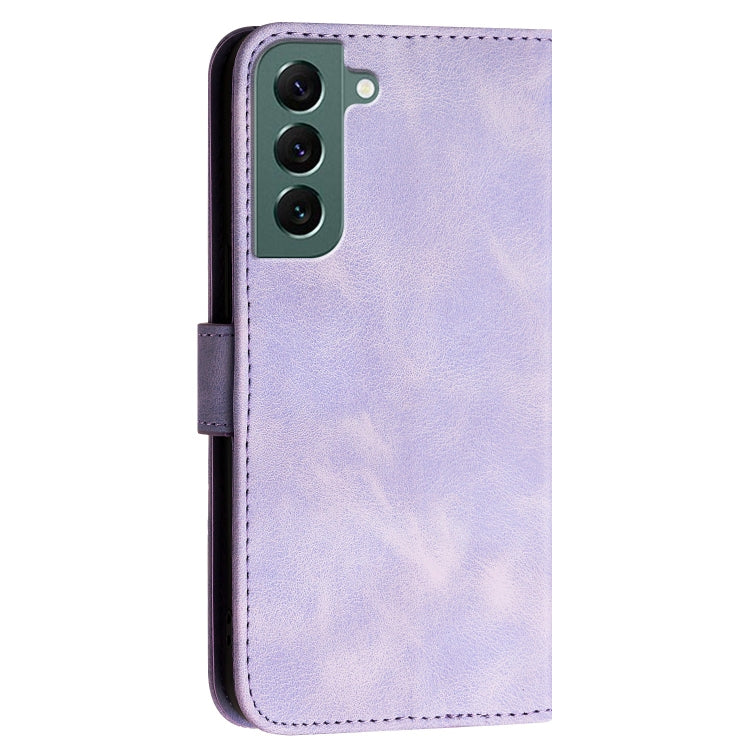 For Samsung Galaxy S22+ 5G YX0080 Grid Butterfly Embossed Pattern Flip Leather Phone Case with Lanyard
