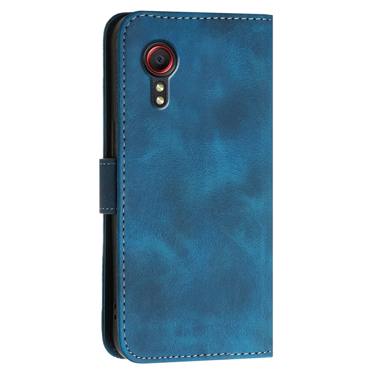 For Samsung Galaxy XCover 5 YX0080 Grid Butterfly Embossed Pattern Flip Leather Phone Case with Lanyard