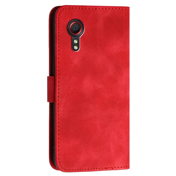 For Samsung Galaxy XCover 5 YX0080 Grid Butterfly Embossed Pattern Flip Leather Phone Case with Lanyard