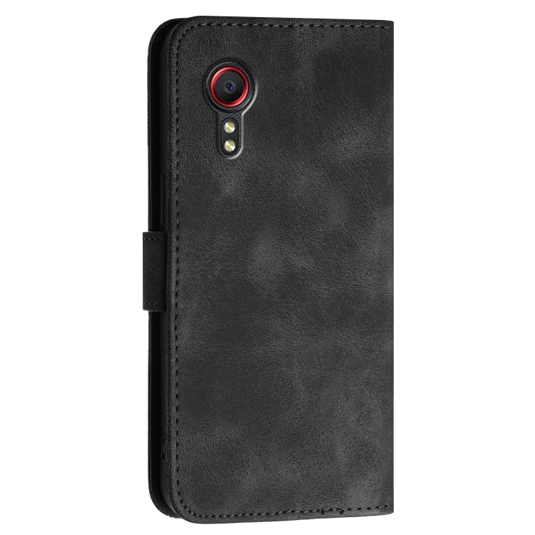 For Samsung Galaxy XCover 5 YX0080 Grid Butterfly Embossed Pattern Flip Leather Phone Case with Lanyard