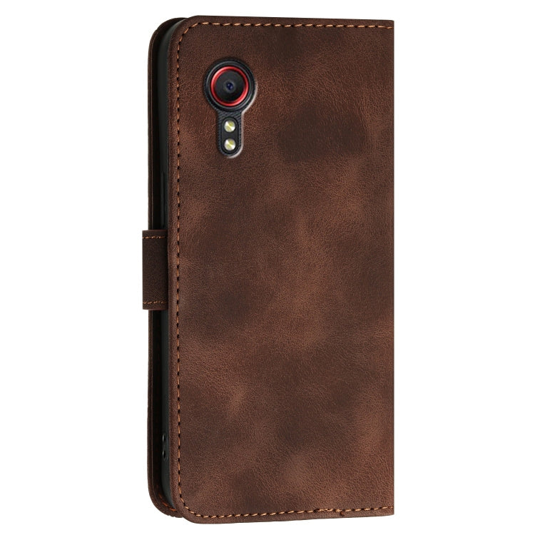 For Samsung Galaxy XCover 5 YX0080 Grid Butterfly Embossed Pattern Flip Leather Phone Case with Lanyard