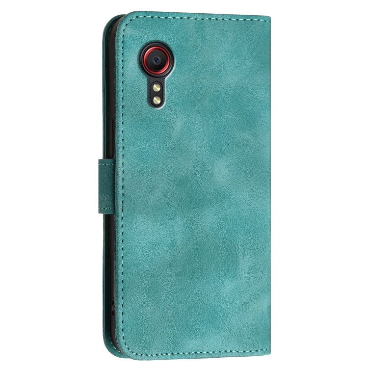 For Samsung Galaxy XCover 5 YX0080 Grid Butterfly Embossed Pattern Flip Leather Phone Case with Lanyard