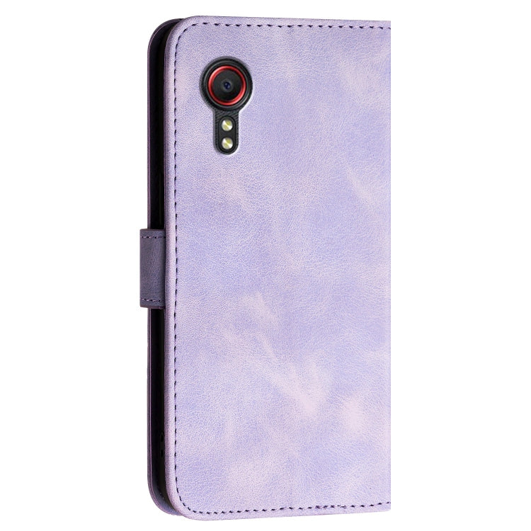 For Samsung Galaxy XCover 5 YX0080 Grid Butterfly Embossed Pattern Flip Leather Phone Case with Lanyard