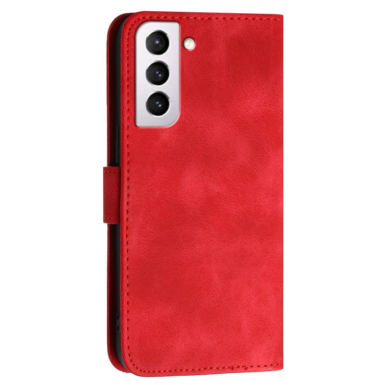 For Samsung Galaxy S21 FE 5G YX0080 Grid Butterfly Embossed Pattern Flip Leather Phone Case with Lanyard
