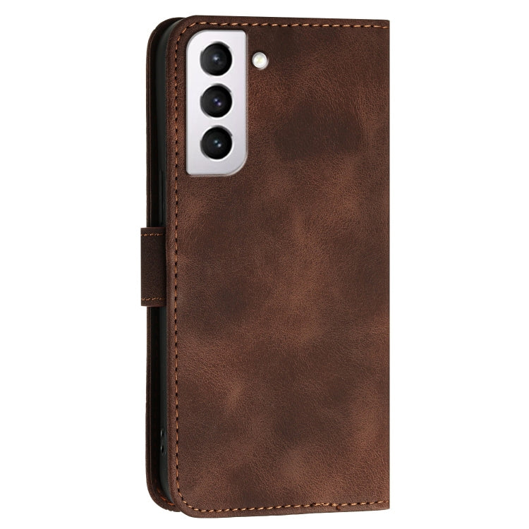 For Samsung Galaxy S21 FE 5G YX0080 Grid Butterfly Embossed Pattern Flip Leather Phone Case with Lanyard