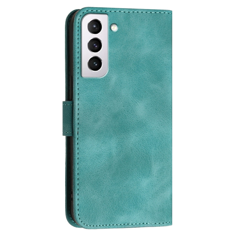 For Samsung Galaxy S21 FE 5G YX0080 Grid Butterfly Embossed Pattern Flip Leather Phone Case with Lanyard