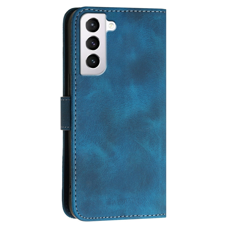 For Samsung Galaxy S21 5G YX0080 Grid Butterfly Embossed Pattern Flip Leather Phone Case with Lanyard
