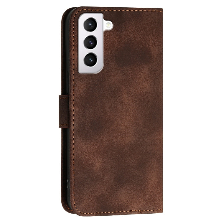 For Samsung Galaxy S21 5G YX0080 Grid Butterfly Embossed Pattern Flip Leather Phone Case with Lanyard