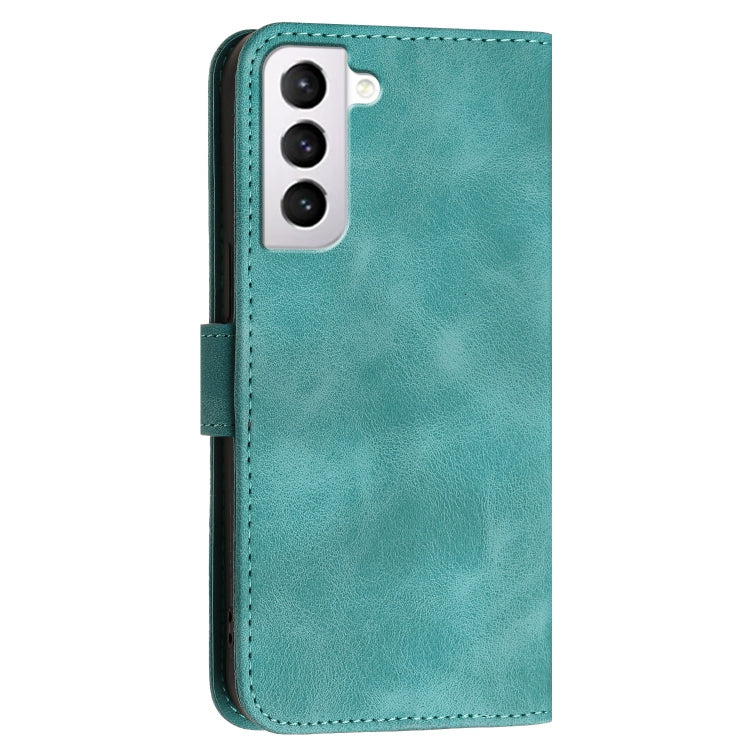 For Samsung Galaxy S21 5G YX0080 Grid Butterfly Embossed Pattern Flip Leather Phone Case with Lanyard