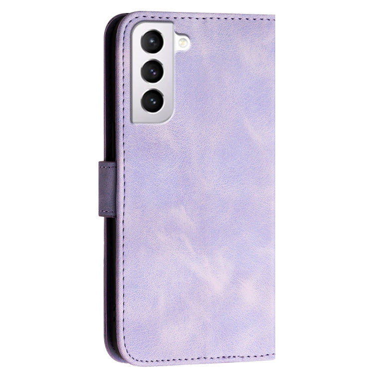 For Samsung Galaxy S21 5G YX0080 Grid Butterfly Embossed Pattern Flip Leather Phone Case with Lanyard