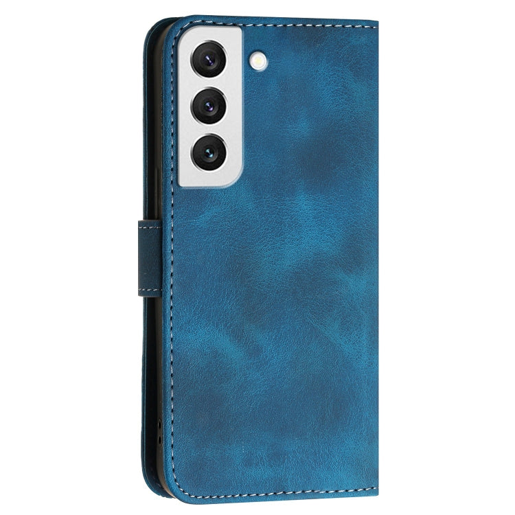 For Samsung Galaxy S22 5G YX0080 Grid Butterfly Embossed Pattern Flip Leather Phone Case with Lanyard