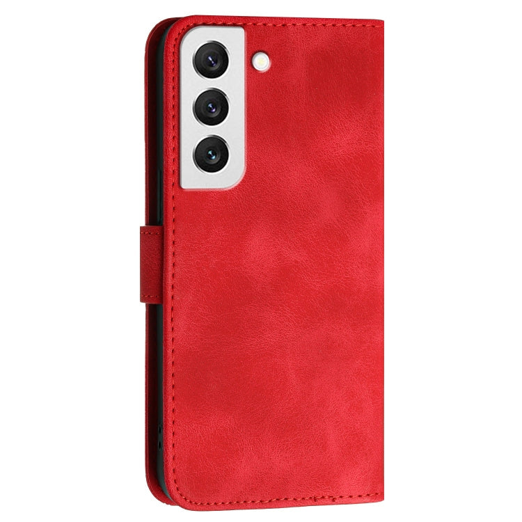 For Samsung Galaxy S22 5G YX0080 Grid Butterfly Embossed Pattern Flip Leather Phone Case with Lanyard