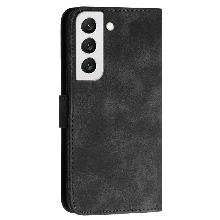 For Samsung Galaxy S22 5G YX0080 Grid Butterfly Embossed Pattern Flip Leather Phone Case with Lanyard